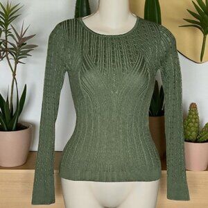 NWT Crave Fame Olive Green Ribbed Knit Sweater
